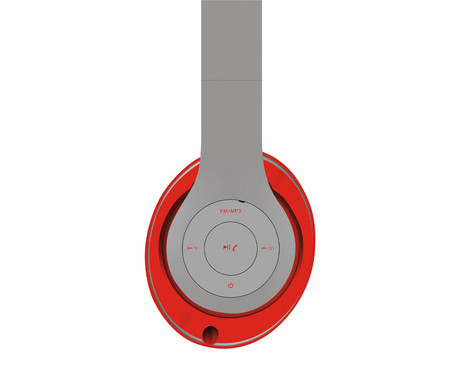 PLATINET/Freestyle FH0916GR naglavne Bluetooth slušalke + mikrofon, microSD, FM radio, AUX-in, zložljive, sivo-rdeče