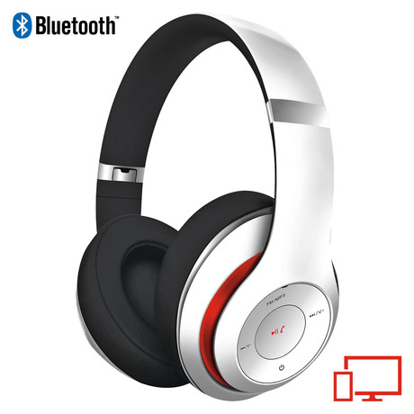 PLATINET/Freestyle FH0916W naglavne Bluetooth slušalke + mikrofon, microSD, FM radio, AUX-in, zložljive, bele