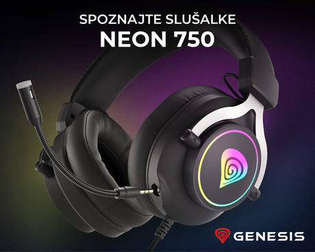 EOL - GENESIS NEON 750 gaming slušalke z mikrofonom, STEREO 2.0, RGB LED osvetlitev, pleten USB kabel, črne