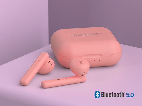 EOL - LEDWOOD HUBBLE brezžične slušalke, TWS, BT5.0, Voice, Touch, roza