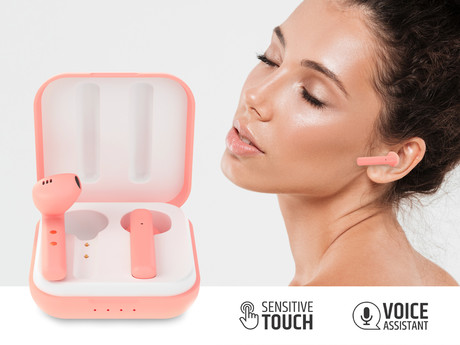 EOL - LEDWOOD HUBBLE brezžične slušalke, TWS, BT5.0, Voice, Touch, roza