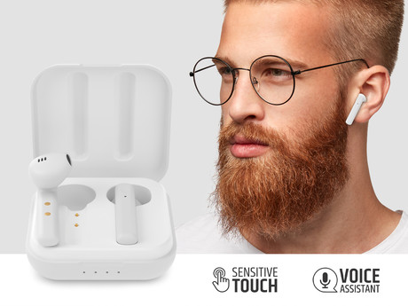 EOL - LEDWOOD HUBBLE brezžične slušalke, TWS, BT5.0, Voice, Touch, bele