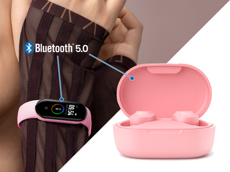 EOL - LEDWOOD KEPLER, TWS brezžične slušalke + športna zapestnica, roza