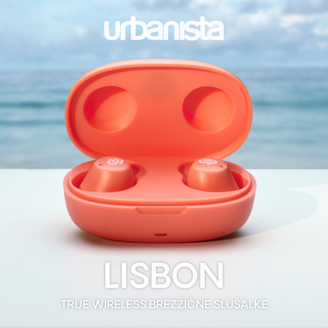 URBANISTA LISBON brezžične slušalke, Bluetooth 5.2, TWS, do 27 ur predvajanja, oranžne (Coral Peach)