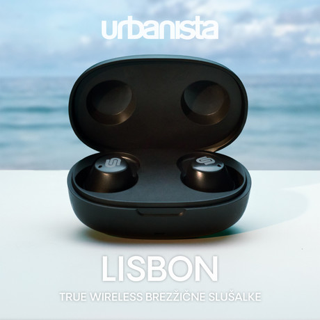 URBANISTA LISBON brezžične slušalke, Bluetooth 5.2, TWS, do 27 ur predvajanja, črne (Midnight Black)