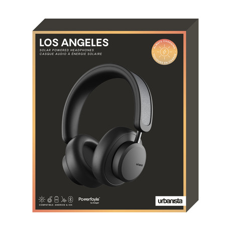 URBANISTA LOS ANGELES brezžične SOLARNE slušalke, Bluetooth, solarno polnjenje, upravljanje na dotik, aplikacija, ANC, USB Type-C, črne (Midnight Black)