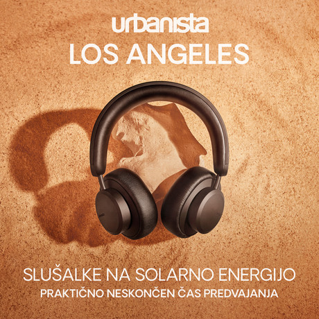 URBANISTA LOS ANGELES brezžične SOLARNE slušalke, Bluetooth, solarno polnjenje, upravljanje na dotik, aplikacija, ANC, USB Type-C, črne (Midnight Black)