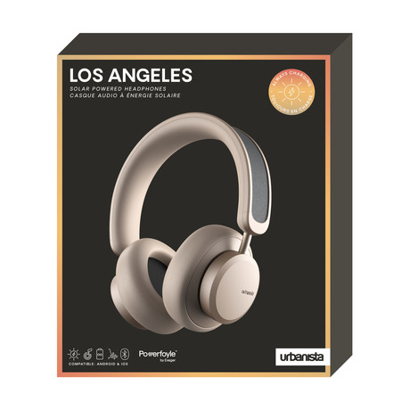 URBANISTA LOS ANGELES brezžične SOLARNE slušalke, Bluetooth, solarno polnjenje, upravljanje na dotik, aplikacija, ANC, USB Type-C, zlate (Sand Gold)