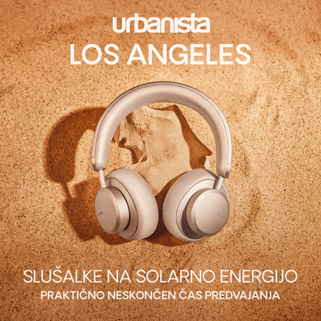 URBANISTA LOS ANGELES brezžične SOLARNE slušalke, Bluetooth, solarno polnjenje, upravljanje na dotik, aplikacija, ANC, USB Type-C, zlate (Sand Gold)