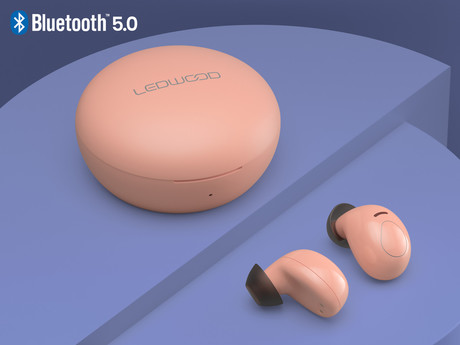 EOL - LEDWOOD LUNA brezžične slušalke, TWS, BT5.0, Voice, Touch, Brezžično polnjenje, roza