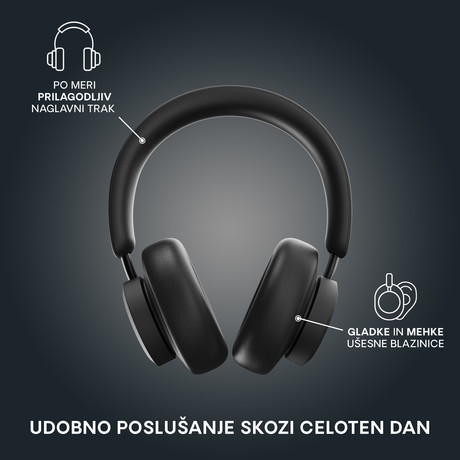 URBANISTA MIAMI naglavne brezžične slušalke, Bluetooth, ANC, do 50ur, Midnight Black (črne)