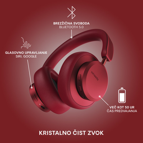 URBANISTA MIAMI naglavne brezžične slušalke, Bluetooth, ANC, do 50ur, Ruby Red ( rdeče)