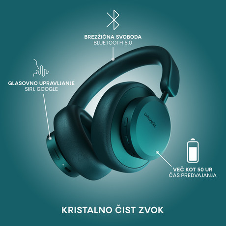 URBANISTA MIAMI naglavne brezžične slušalke, Bluetooth, ANC, do 50ur, Teal Green (modro zelene)