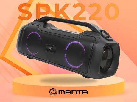EOL - MANTA Boombox SPK220, Bluetooth 5.0, MicroSD / AUX / USB, baterija, 50W RMS, TWS, Super BASS, IPX5, power bank