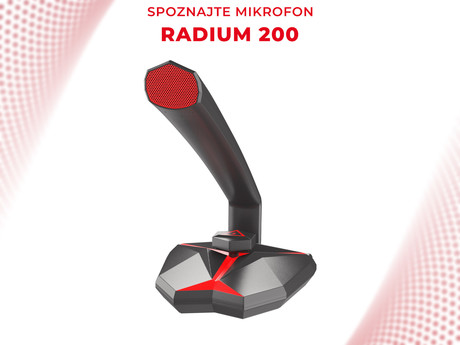 GENESIS Radium 200, namizni mikrofon, za GAMING, STREAMING ali SPLETNO komunikacijo, LED osvetlitev, nastavljiv mikrofon, USB, kabel 1.5m