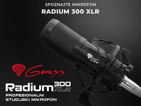 GENESIS Radium 300, profesionalni namizni mikrofon, za GAMING, STREAMING, studijsko ali SPLETNO komunikacijo, popolnoma nastavljiv, XLR konektor, kabel 2.5m