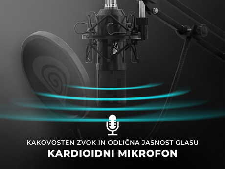GENESIS RADIUM 300, profesionalni namizni mikrofon, za GAMING, STREAMING, studijsko ali SPLETNO komunikacijo, popolnoma nastavljiv, XLR konektor, kabel 2.5m