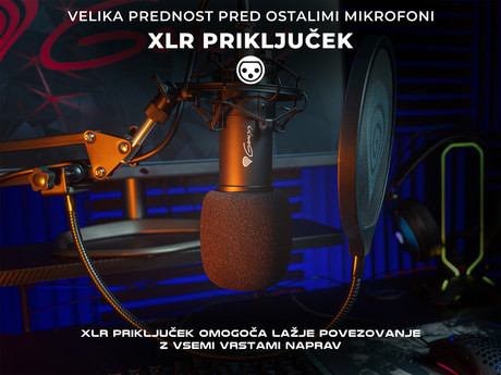 GENESIS RADIUM 300, profesionalni namizni mikrofon, za GAMING, STREAMING, studijsko ali SPLETNO komunikacijo, popolnoma nastavljiv, XLR konektor, kabel 2.5m
