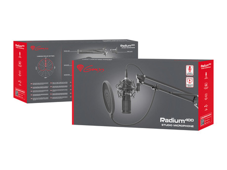 EOL - GENESIS Radium 400, profesionalni namizni mikrofon, za GAMING, STREAMING ali SPLETNO komunikacijo, popolnoma nastavljiv , USB, kabel 2.5m