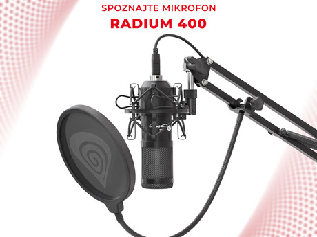 EOL - GENESIS Radium 400, profesionalni namizni mikrofon, za GAMING, STREAMING ali SPLETNO komunikacijo, popolnoma nastavljiv , USB, kabel 2.5m