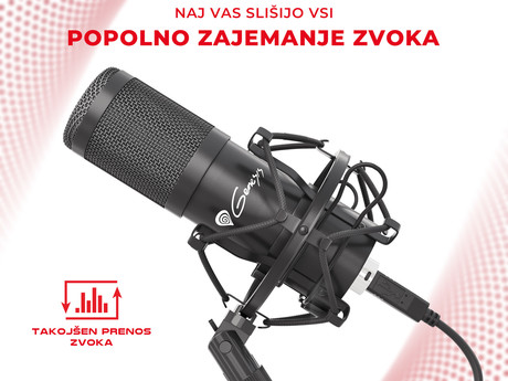 EOL - GENESIS Radium 400, profesionalni namizni mikrofon, za GAMING, STREAMING ali SPLETNO komunikacijo, popolnoma nastavljiv , USB, kabel 2.5m