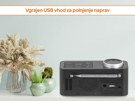 TREVI RC 80D6 Radio alarm ura + DAB/DAB+/FM Radio, USB polnilec