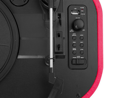 TREVI TT 1020 SALLY BT Prenosni gramofon s tehnologijo Bluetooth, USB, AUX-IN, RCA, rdeč