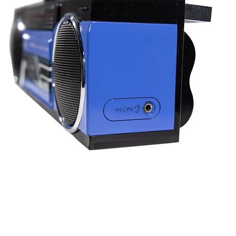 TREVI RR 501 BT Radijski kasetofon s tehnologijo Bluetooth, MW/FM/SW1/SW2, MP3, vhod USB/microSD/AUX-in, mikrofon, snemanje, Autostop, črno moder