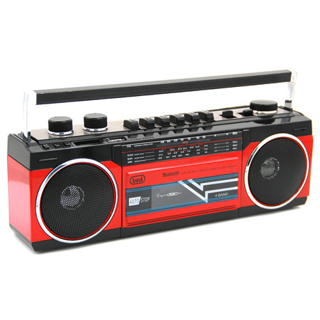 TREVI RR 501 BT Radijski kasetofon s tehnologijo Bluetooth, črno rdeč