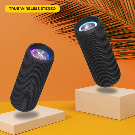 TREVI XR 8A25 prenosni zvočnik, Bluetooth 5.0, TWS, polnilna baterija, RGB LED osvetlitev, USB / AUX / microSD, črn