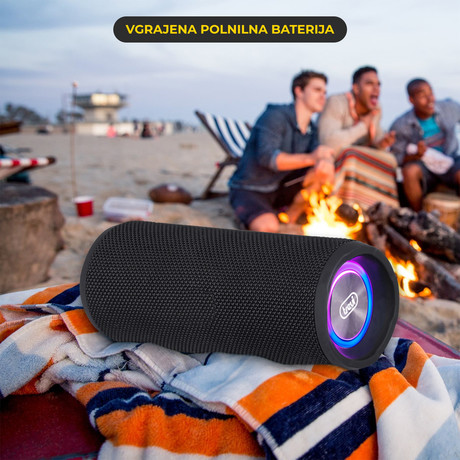 TREVI XR 8A25 prenosni zvočnik, Bluetooth 5.0, TWS, polnilna baterija, RGB LED osvetlitev, USB / AUX / microSD, črn