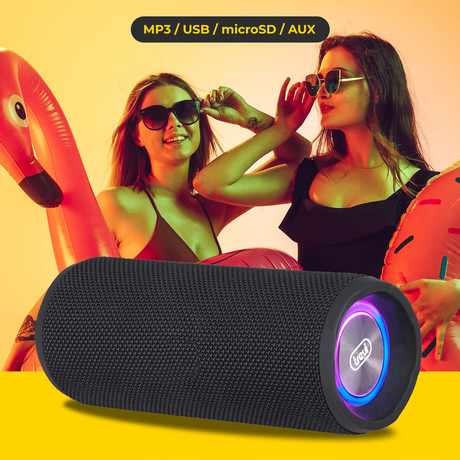 TREVI XR 8A25 prenosni zvočnik, Bluetooth 5.0, TWS, polnilna baterija, RGB LED osvetlitev, USB / AUX / microSD, črn