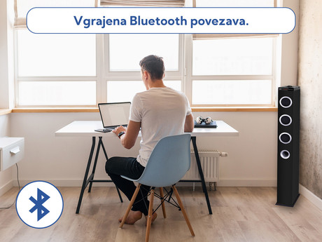 EOL - TREVI XT 10A8, Bluetooth samostoječi HiFi zvočnik 2.1, 60W, USB, MP3, Radio FM, USB polnilec, LED display, daljinec, lesen, črn