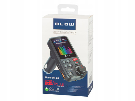 BLOW FM Oddajnik 74-168, Bluetooth 5.0, Quick Charge 3.0, SuperBASS, LCD zaslon, prostoročno telefoniranje