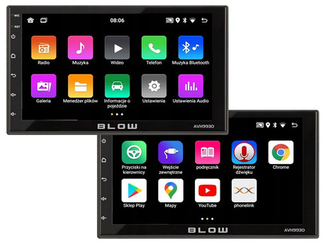 Avtoradio BLOW AVH9930, Android, 7-palčen zaslon na dotik, 2 DIN, 2GB RAM + 32GB ROM, FM Radio / Bluetooth / RDS / USB / AUX-in, GPS, Mirror LINK, črn