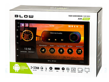 Avtoradio BLOW AVH9930, Android, 7-palčen zaslon na dotik, 2 DIN, 2GB RAM + 32GB ROM, FM Radio / Bluetooth / RDS / USB / AUX-in, GPS, Mirror LINK, črn
