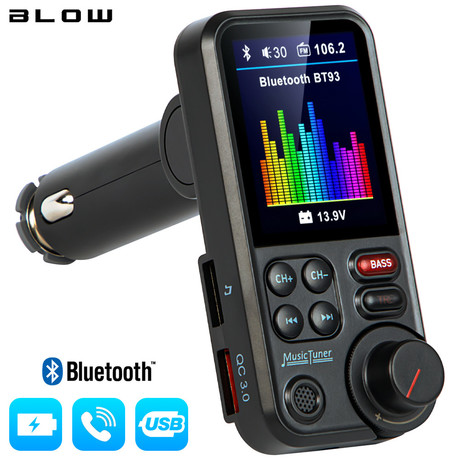 BLOW FM Oddajnik 74-168, Bluetooth 5.0, Quick Charge 3.0, SuperBASS, LCD zaslon, prostoročno telefoniranje