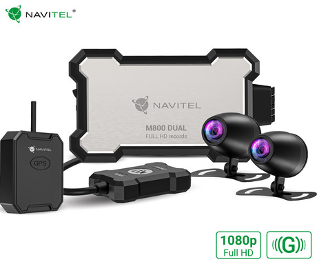 NAVITEL M800 DUAL avto moto kamera, Full HD, SONY senzor, G-senzor, GPS, WiFi, aplikacija, darilni bon, za motor / ATV / motorne sani, 2x kamera, IP67