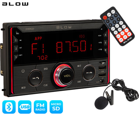 BLOW AVH9620 avto radio, FM Radio, Bluetooth, 4x60W, LCD zaslon, telefoniranje, MP3 / USB / microSD / AUX, daljinski upravljalnik, 2-DIN