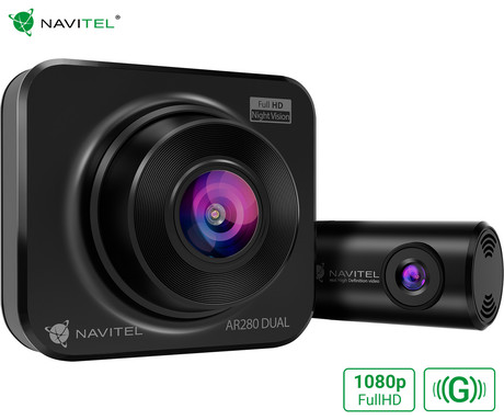 NAVITEL AR280 DUAL avto kamera + vzvratna kamera, 2v1, Full HD, Night Vision, G-senzor, aplikacija, črna