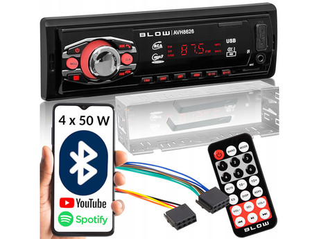 BLOW AVH-8626 avto radio, FM Radio, Bluetooth, 4x50W, MP3 / USB / microSD / AUX, daljinski upravljalnik