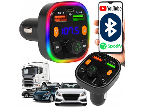 BLOW 74-170 FM oddajnik / transmitter, Bluetooth 5.0, Quick Charge 3.0, SuperBASS, LCD zaslon, prostoročno telefoniranje, 2x USB Type-A, 1x USB Type-C, črn