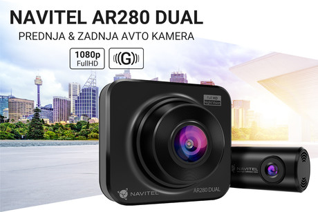 EOL - NAVITEL AR280 DUAL avto kamera + vzvratna kamera, 2v1, Full HD, Night Vision, G-senzor, aplikacija, črna