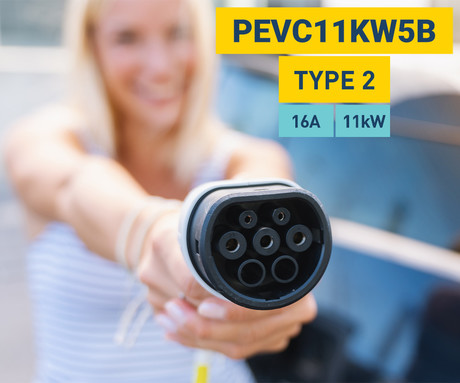 Platinet PEVC11KW5B prenosni EV polnilni kabel, 11kW, 5m, TYPE 2, za električna / hibridna vozila, torba, črno-bel