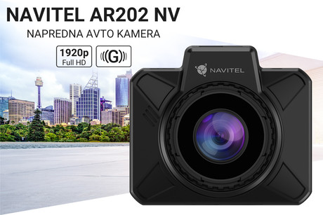 NAVITEL AR202 NV avto kamera, Full HD, Night Vision, G-senzor, aplikacija, darilni bon, črna