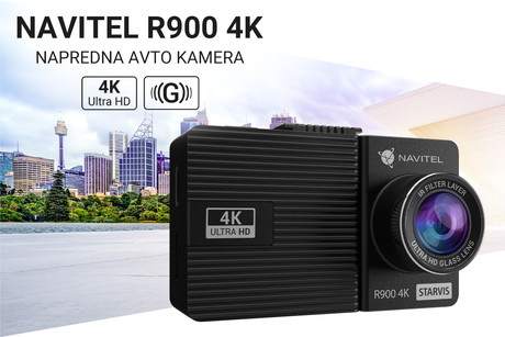 NAVITEL R900 4K avto kamera, 4K Ultra HD, SONY senzor, Night Vision, G-senzor, aplikacija, črna