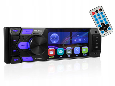 BLOW AVH8990 avto radio, FM Radio, Bluetooth, 4x60W, LCD zaslon, telefoniranje, MP3 / USB / microSD / AUX, daljinski upravljalnik, 1-DIN