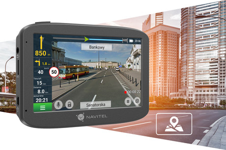 NAVITEL RE 5 DUAL avto kamera in navigacija, 2v1, Full HD, Night Vision, GPS, G-senzor, 5" zaslon, 140° snemalni kot, darilni bon, siva