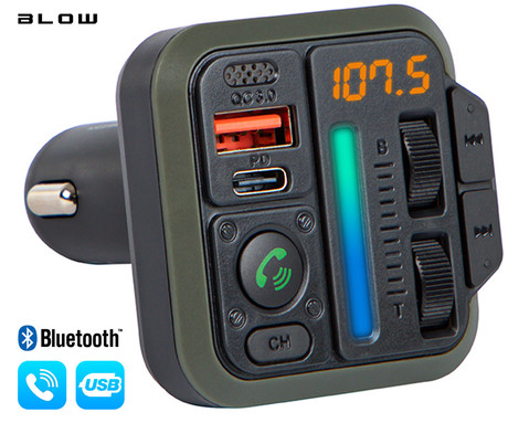 BLOW 74-173 FM oddajnik / transmitter, Bluetooth 5.3, Quick Charge 3.0, SuperBASS, LED zaslon, prostoročno telefoniranje, 1x USB Type-A, 1x USB Type-C, črn