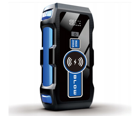 BLOW JS-24 zagonska baterija / jump starter, 12.000 mAh, powerbank, zaščita, varnostni dodatki, LED, 2000A, 2x USB, torbica